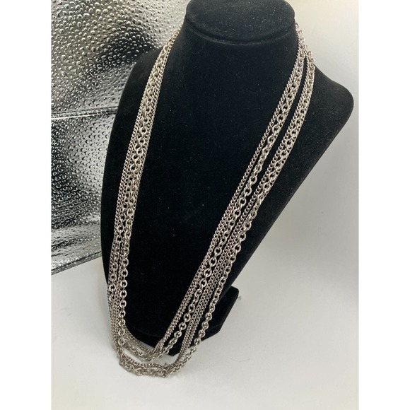 Stainless Steel 3 Strands of 2 Types Chain 25" Length Necklace! - Picture 4 of 6